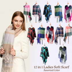 12 In 1 Ladies Soft Scarf Assorted Color, AS357